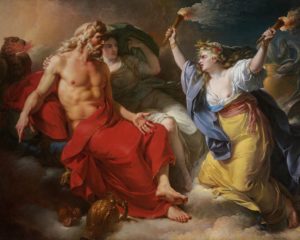 Ceres Begging for Jupiter's Help after the Kidnapping of Her Daughter Proserpine (1777) by Antoine-François Callet for Depression post 